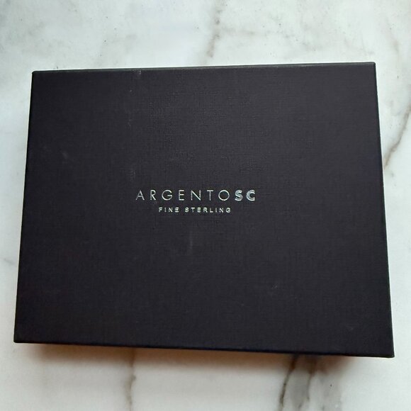 Sterling Silver Argento SC 5 x 7 modern frame with wood back new in orginal box - Picture 10 of 12